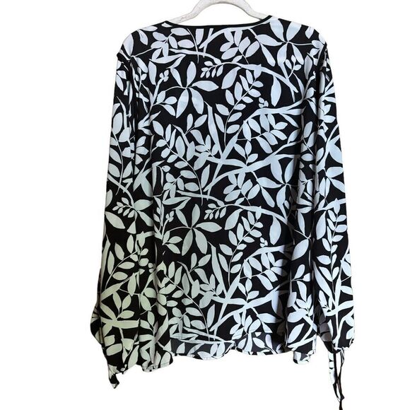 Calvin Klein Top Womens 2X Multicolor Floral Print Split Neck Stretch Blouse - Picture 6 of 9